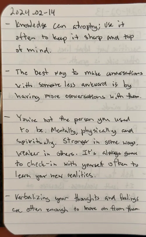 Photo of a journal entry